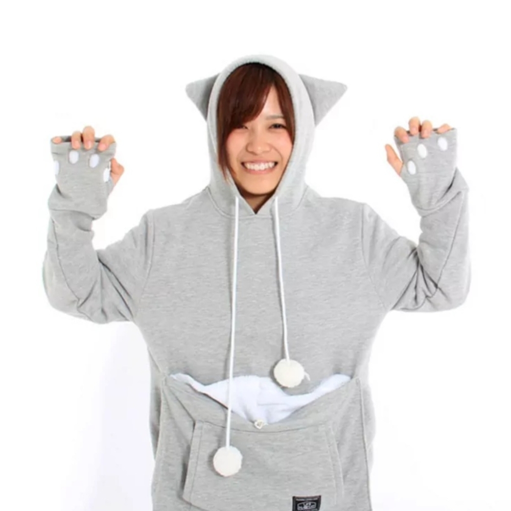 Pet Pouch Hoodie With Cat Ears 🐾